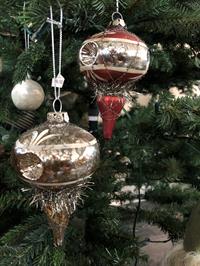 Julepynt - Glasophæng spyd med tinsel